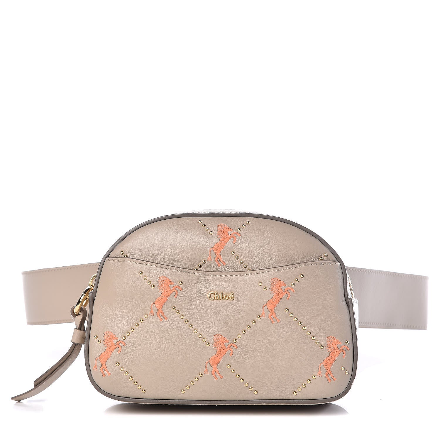 Chloe Smooth Calfskin Little Horses Embroidered Signature Belt Bag Pastel Grey 1 of 9