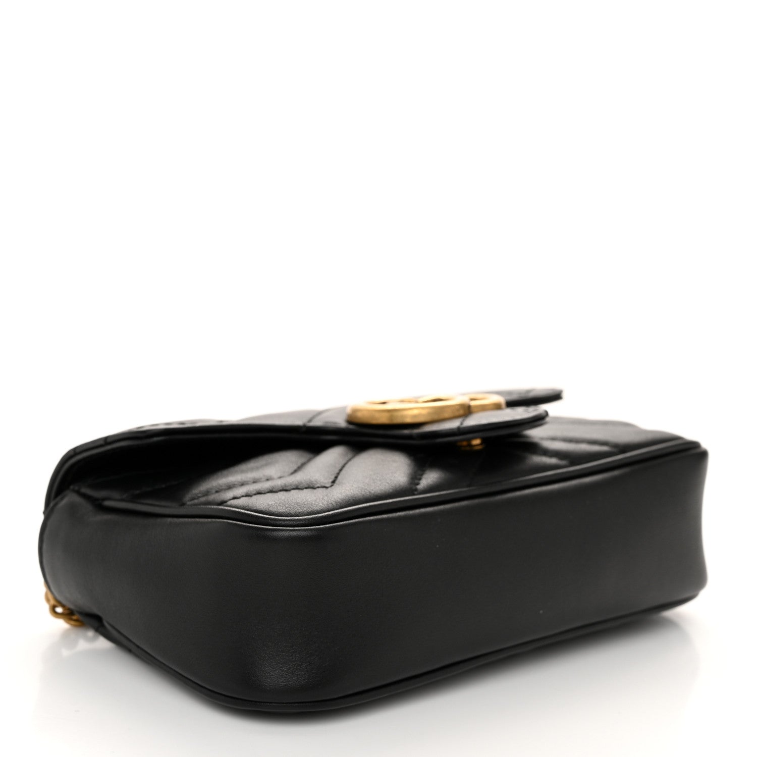 Gucci Calfskin Matelasse Super Mini GG Marmont Shoulder Bag Black 4 of 10