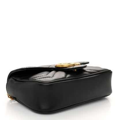 Gucci Calfskin Matelasse Super Mini GG Marmont Shoulder Bag Black 4 of 10