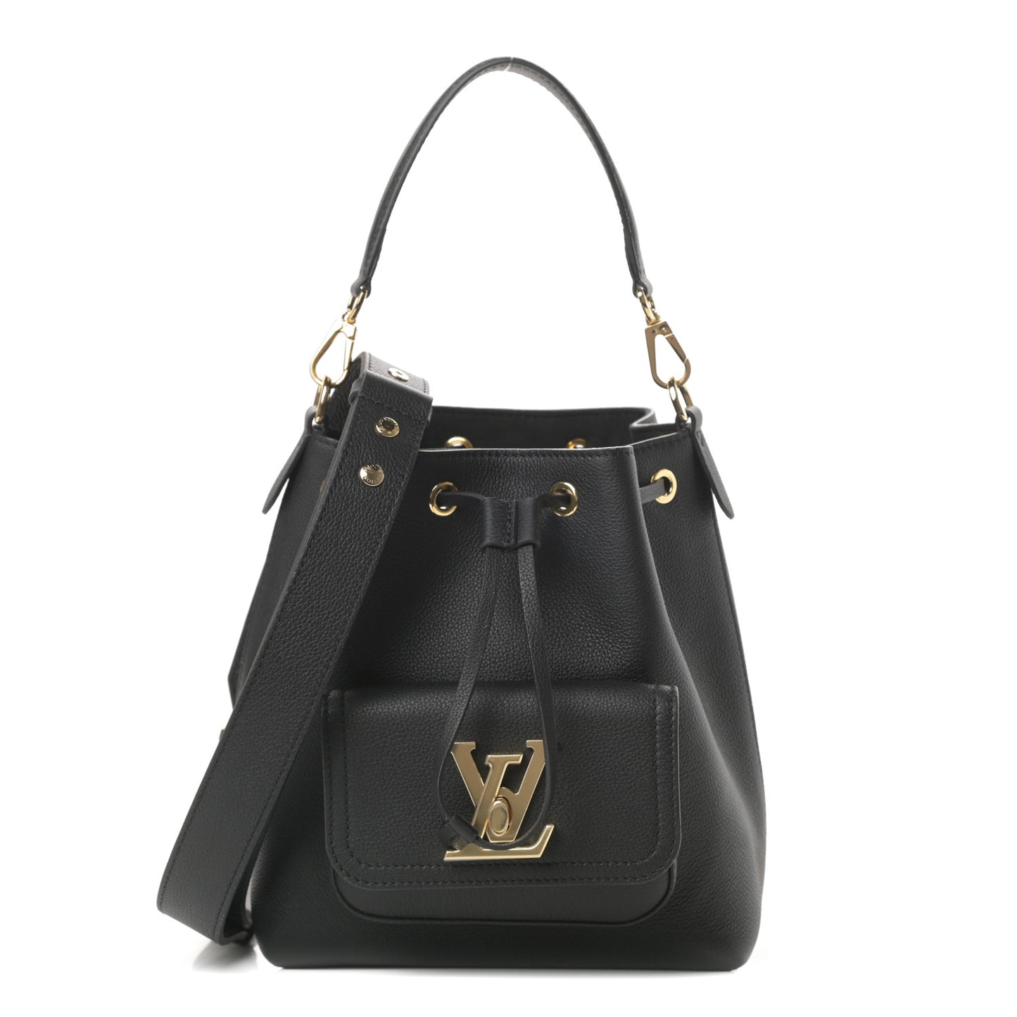 Calfskin Lockme Bucket MM Black