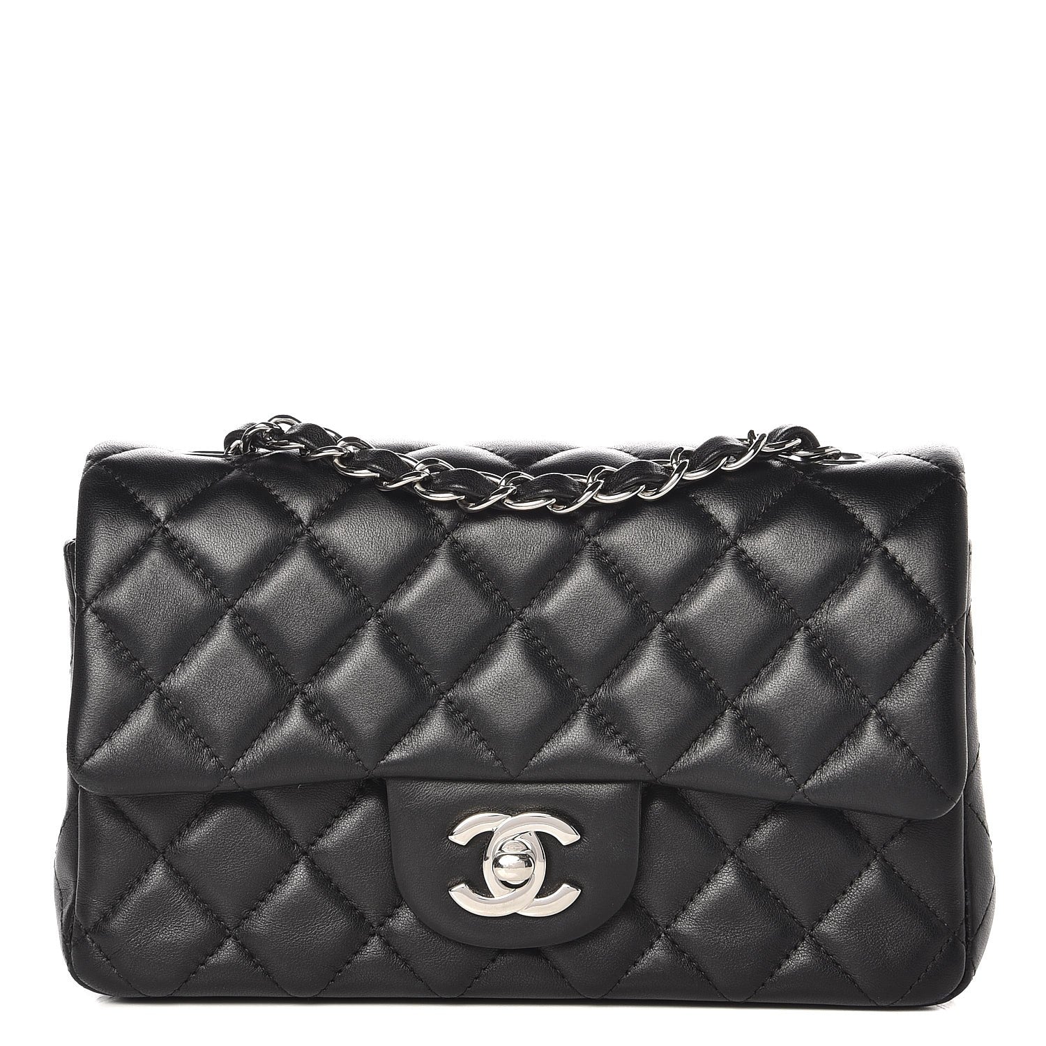 Chanel Lambskin Quilted Mini Rectangular Flap Black 1 of 8