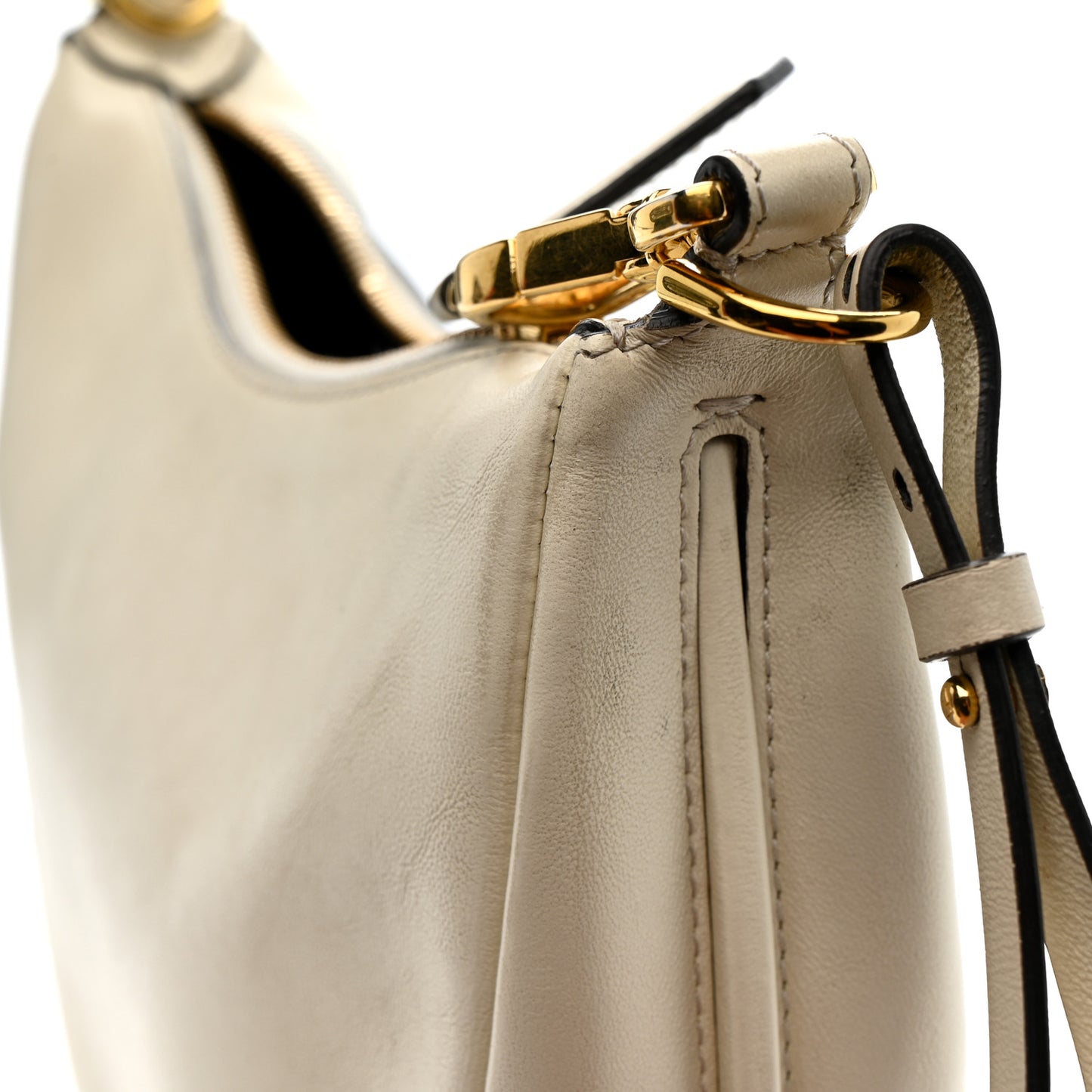 Vitello Grace Matte Mini Fendigraphy Hobo Bag White Ice
