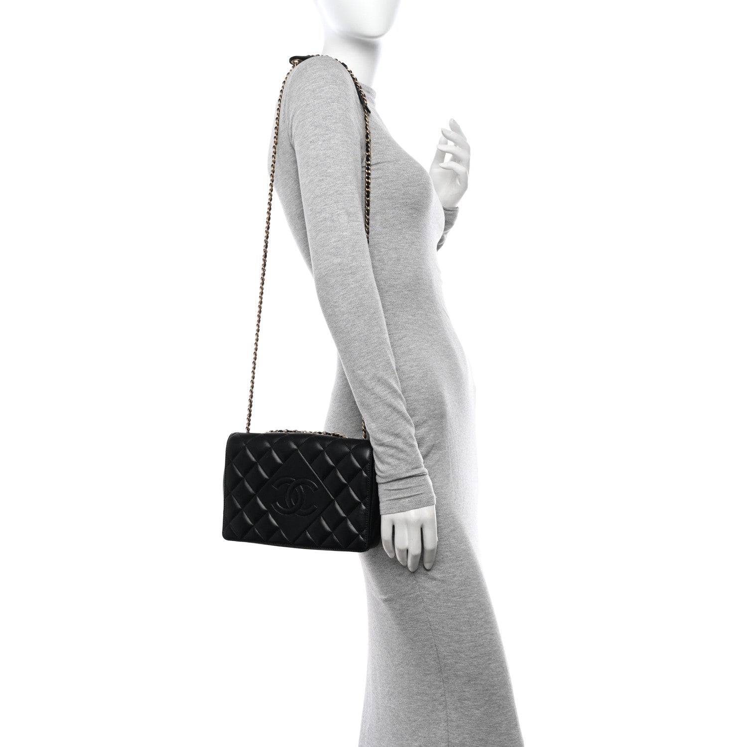 Chanel Lambskin Quilted Medium Diamond CC Flap Black 2 of 14
