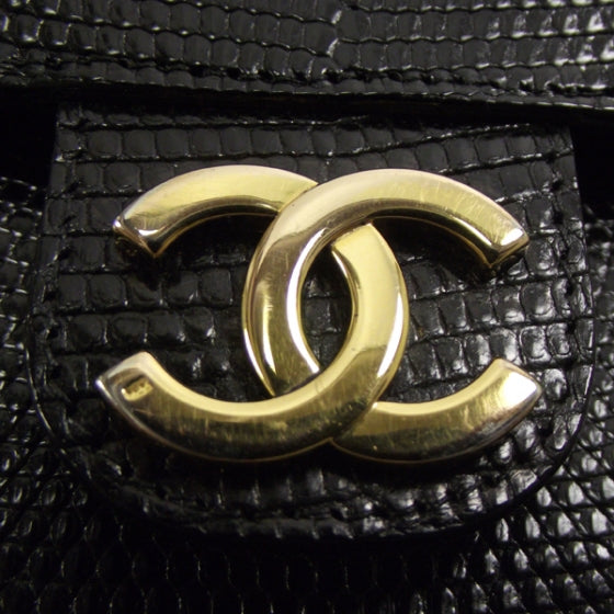 Chanel Lizard Evening Bag Black 12 of 12