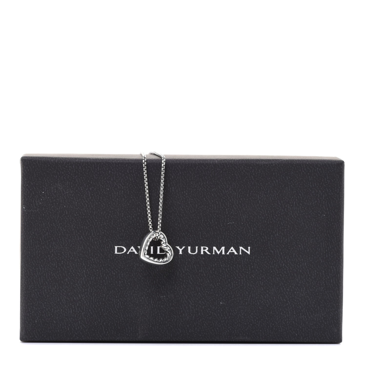 David Yurman Sterling Silver Open Heart Cable Necklace 6 of 6