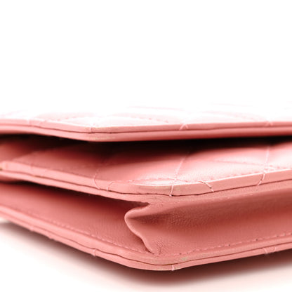 Chanel Lambskin Quilted Wallet On Chain WOC Pink 10 of 12