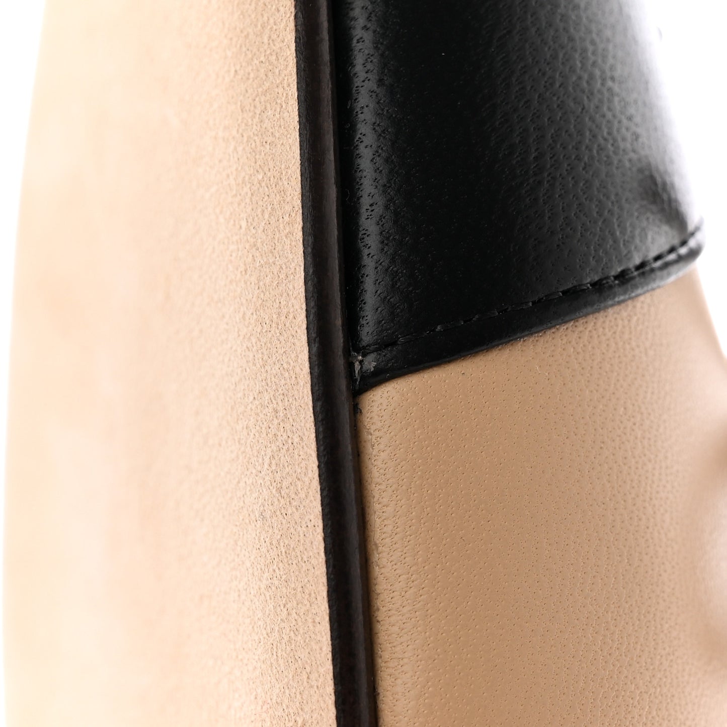 Lambskin Cap Toe Ballerina Flats 39.5 Beige Black