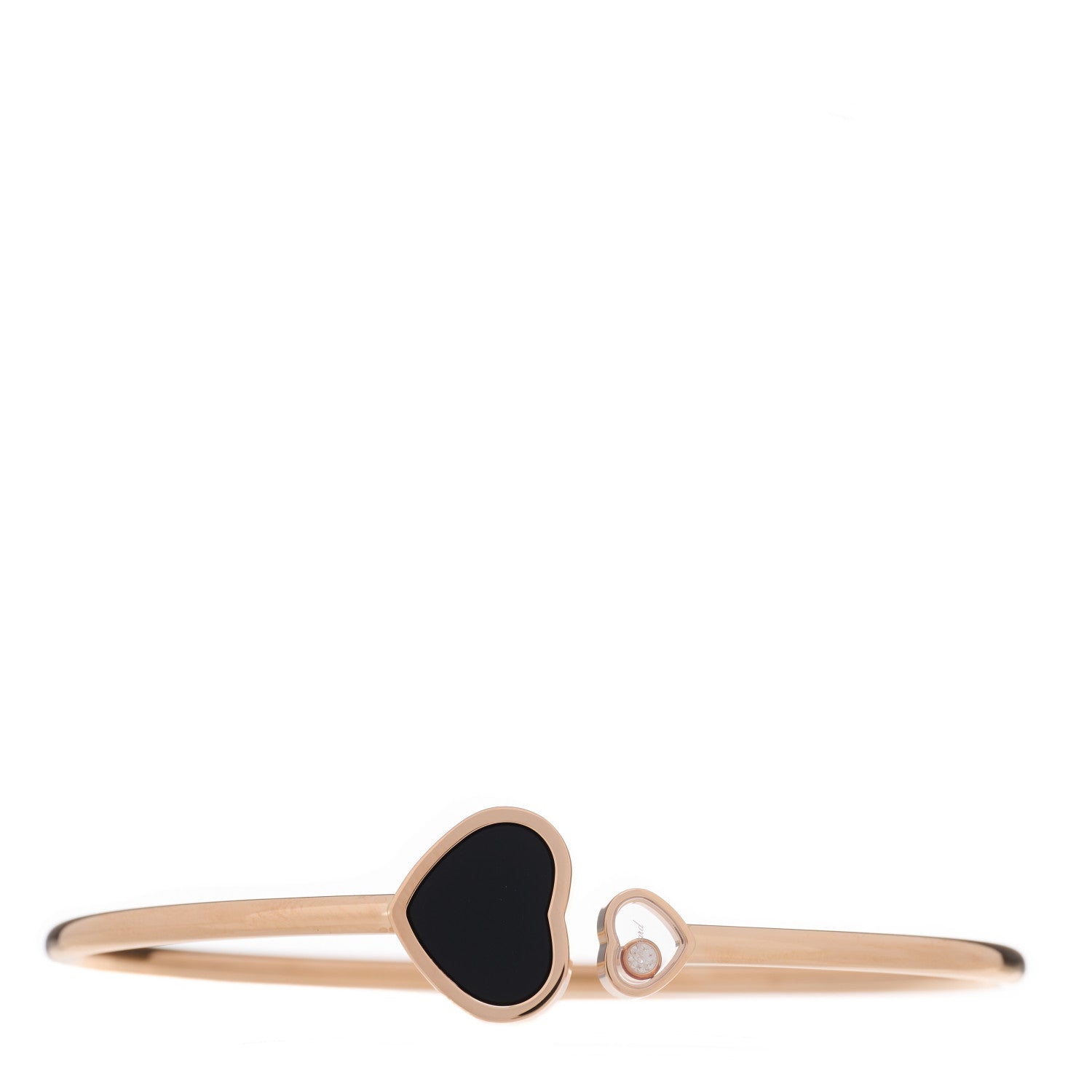 Chopard 18K Rose Gold Diamond Black Onyx Happy Hearts Bangle Bracelet 1 of 4