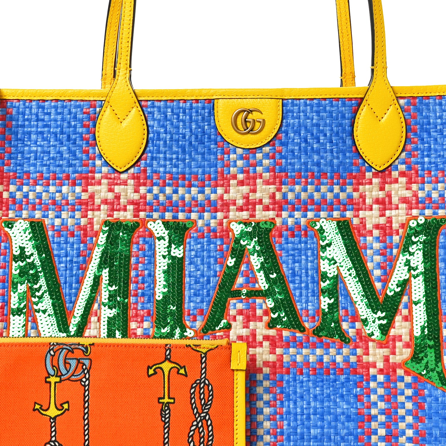 Gucci Raffia Calfskin Miami Large Ophidia Shopping Tote Multicolor 9 of 11