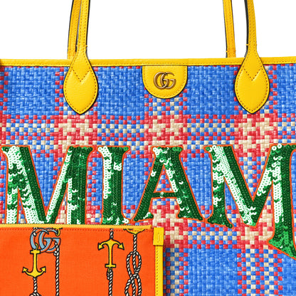 Gucci Raffia Calfskin Miami Large Ophidia Shopping Tote Multicolor 9 of 11