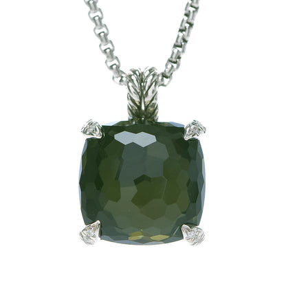 David Yurman Sterling Silver Diamond Green Orchid 14mm Chatelaine Pendant Necklace 4 of 6