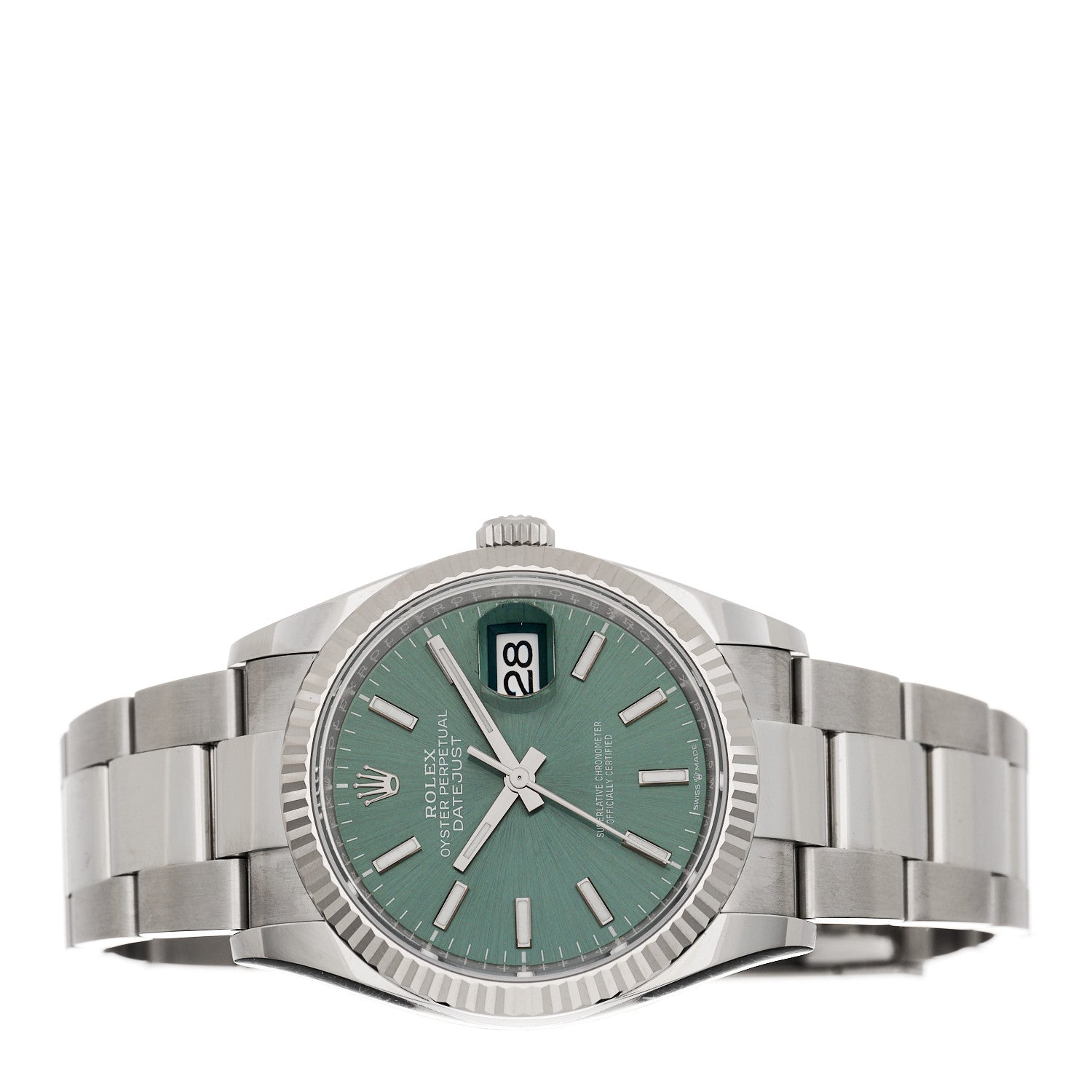 Rolex Stainless Steel 18K White Gold 36mm Oyster Perpetual Datejust Watch Mint Green 126234 2 of 5