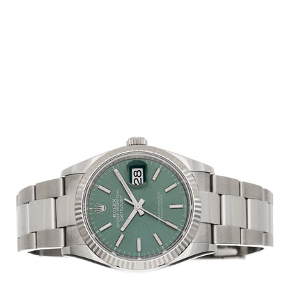 Rolex Stainless Steel 18K White Gold 36mm Oyster Perpetual Datejust Watch Mint Green 126234 2 of 5
