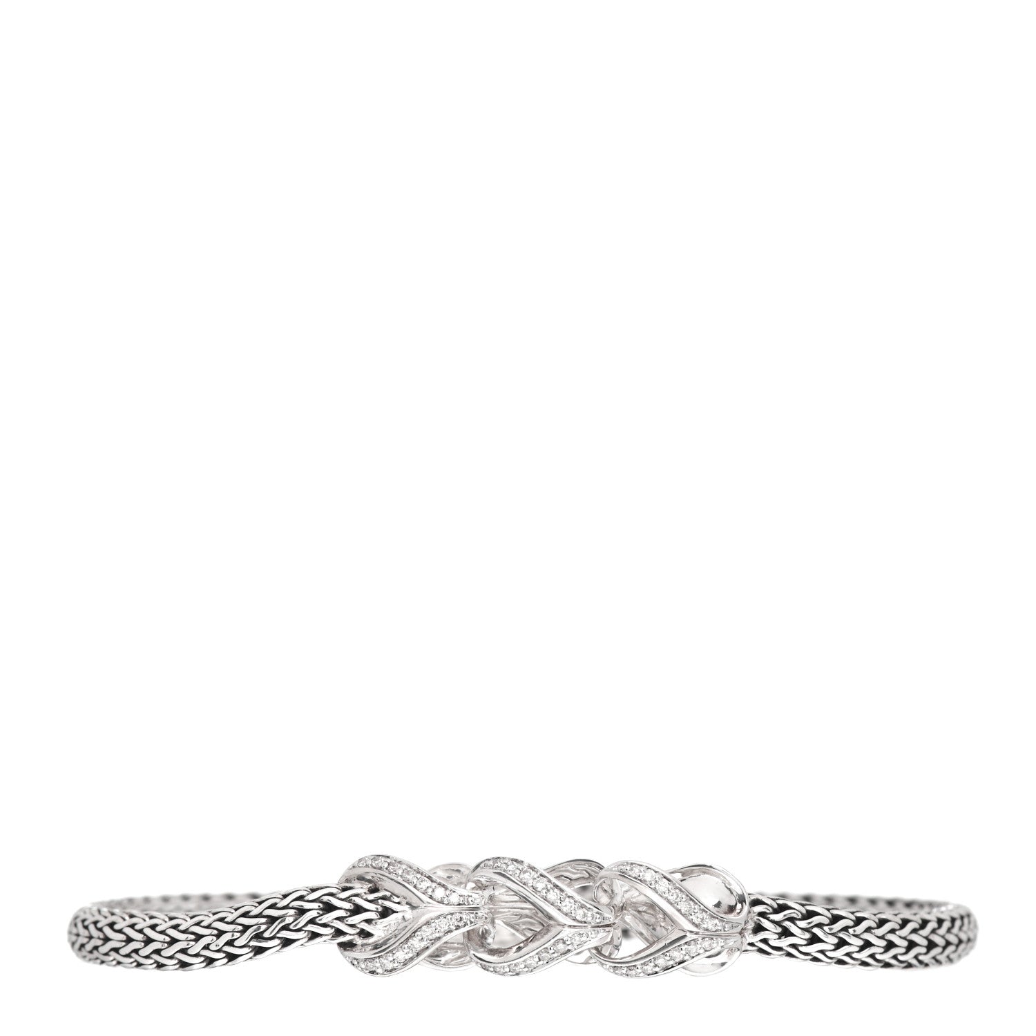 John Hardy Sterling Silver Diamond 5mm Asli Pave Station Bracelet 1 of 4