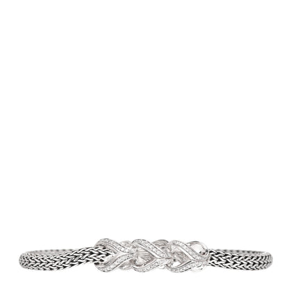 John Hardy Sterling Silver Diamond 5mm Asli Pave Station Bracelet 1 of 4