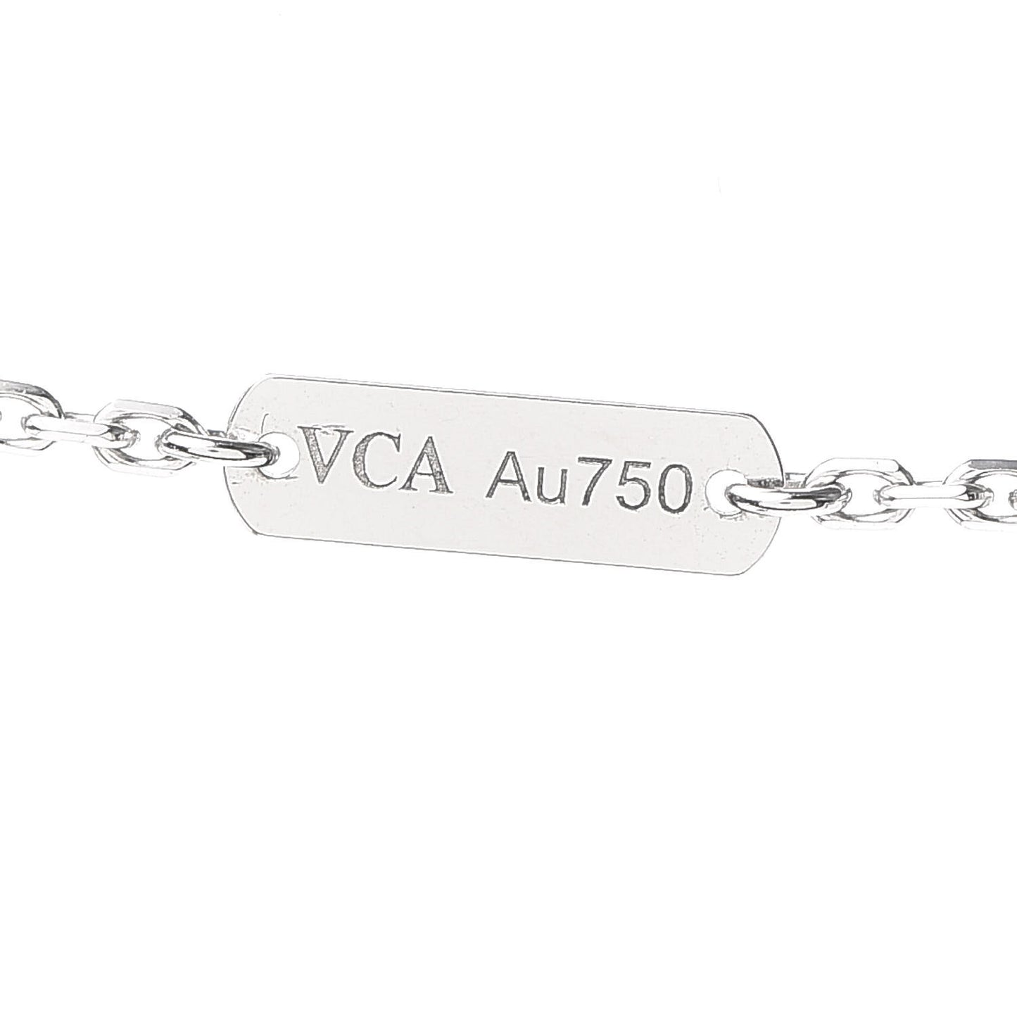 18K White Gold Diamond Guilloche Vintage Alhambra Pendant Necklace