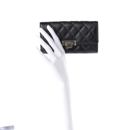 Chanel Caviar Quilted Large Golden Class Gusset Flap Wallet Black 2 of 7