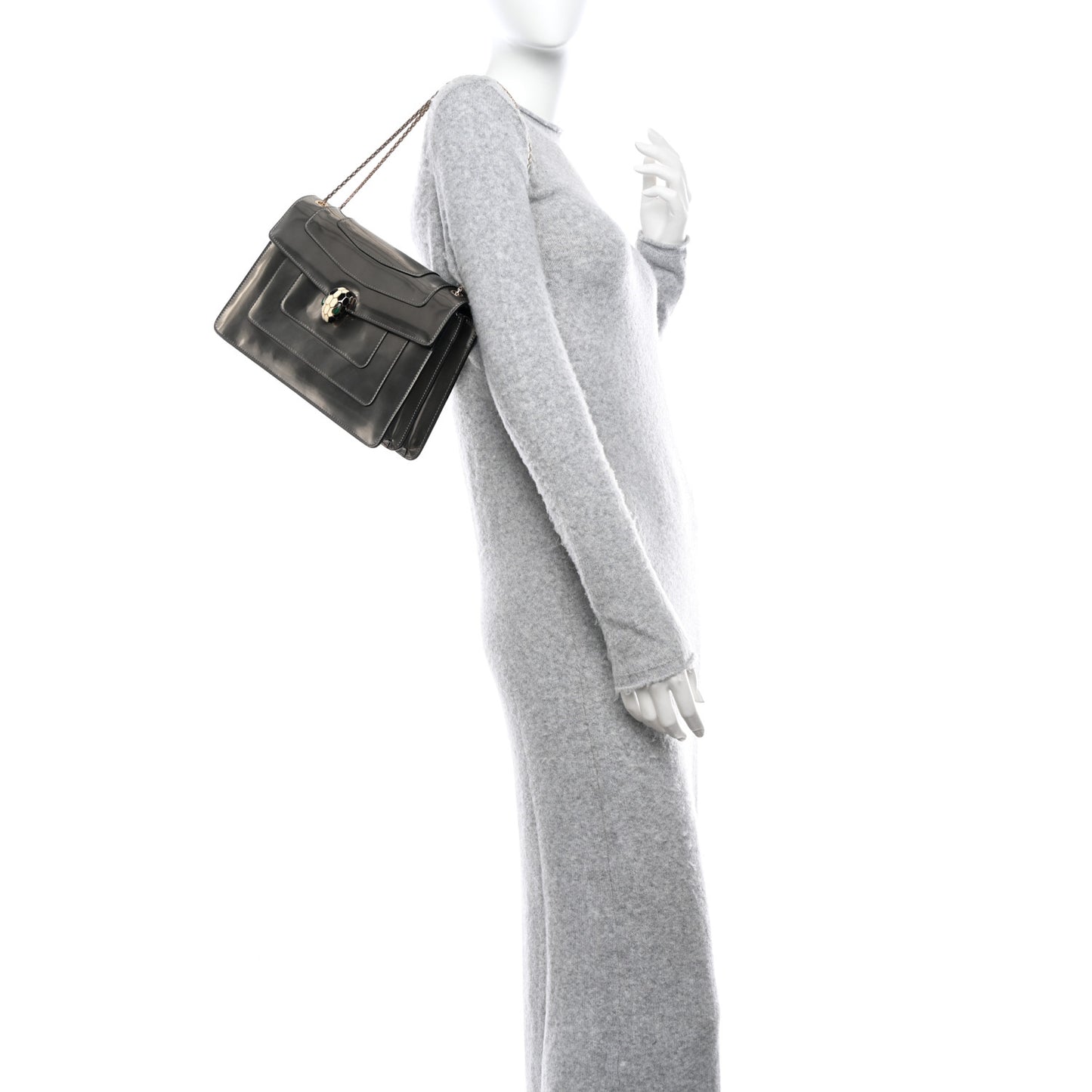 Metallic Calfskin Serpenti Forever Crossbody Bag Silver