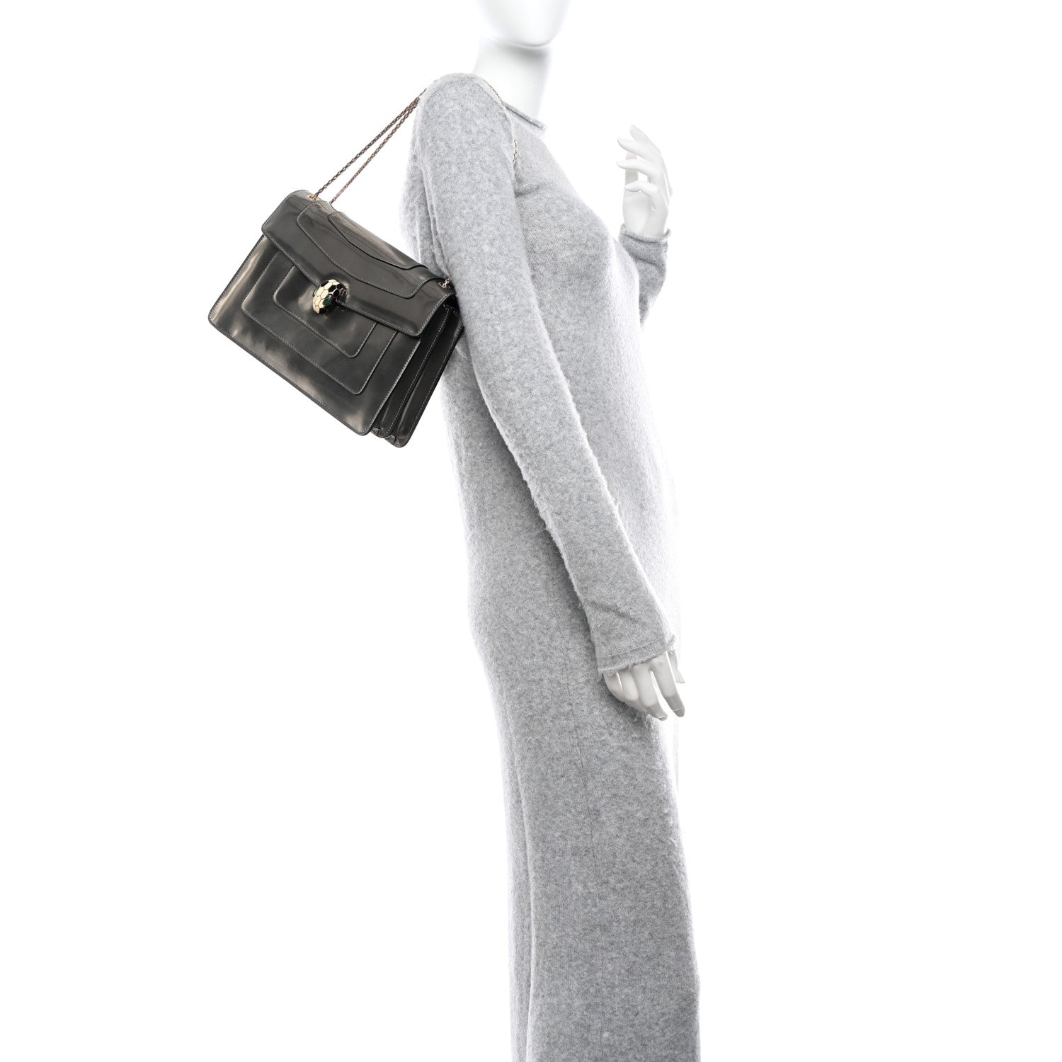 Bulgari Metallic Calfskin Serpenti Forever Crossbody Bag Silver 2 of 11