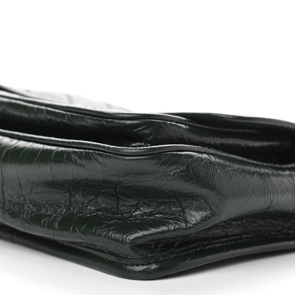 Saint Laurent Crinkled Calfskin Matelasse Monogram Baby Niki Chain Satchel Dark Green 10 of 11