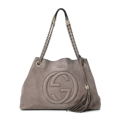 Gucci Vitello Range Medium Soho Chain Shoulder Bag Grey Field 1 of 9