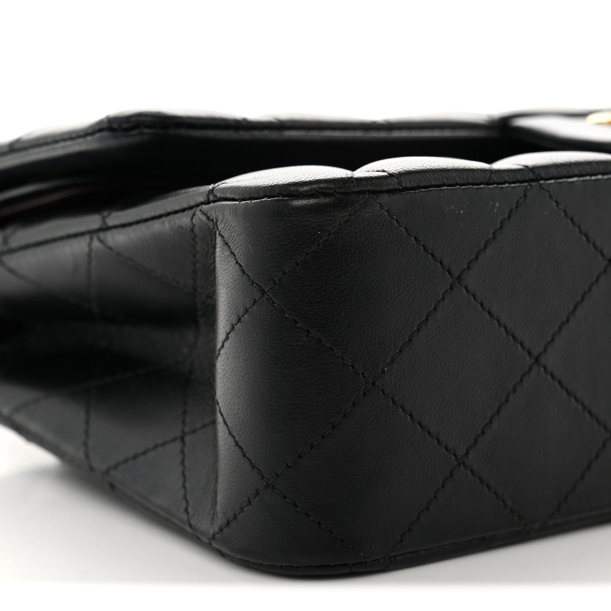 Lambskin Quilted Medium Double Flap Black