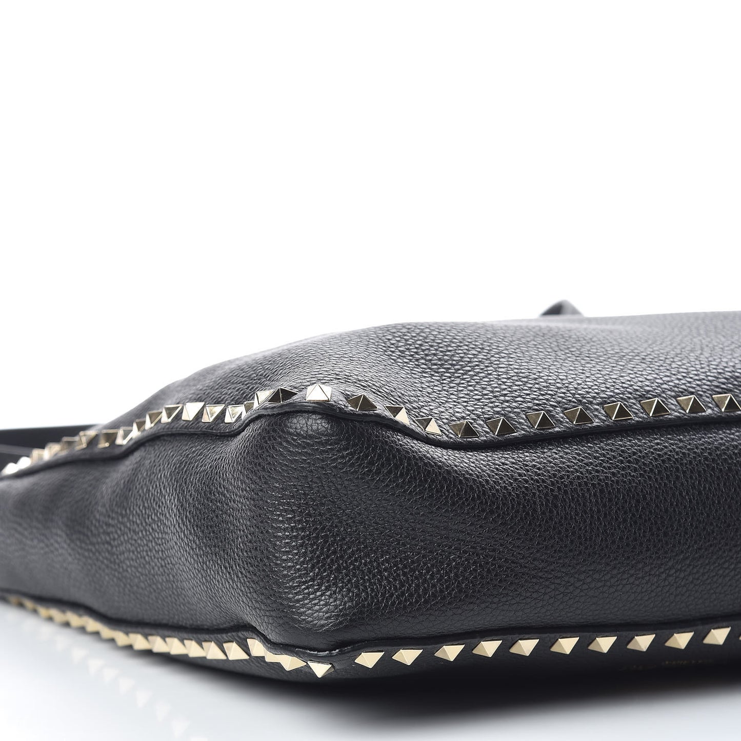 Pebbled Calfskin Large Rockstud Flip-Lock Messenger Bag Black