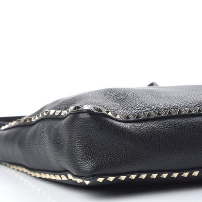 Valentino Garavani Pebbled Calfskin Large Rockstud Flip-Lock Messenger Bag Black 7 of 9