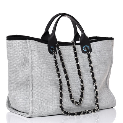 Chanel Woven Straw Raffia Large Deauville Tote Grey 3 of 9