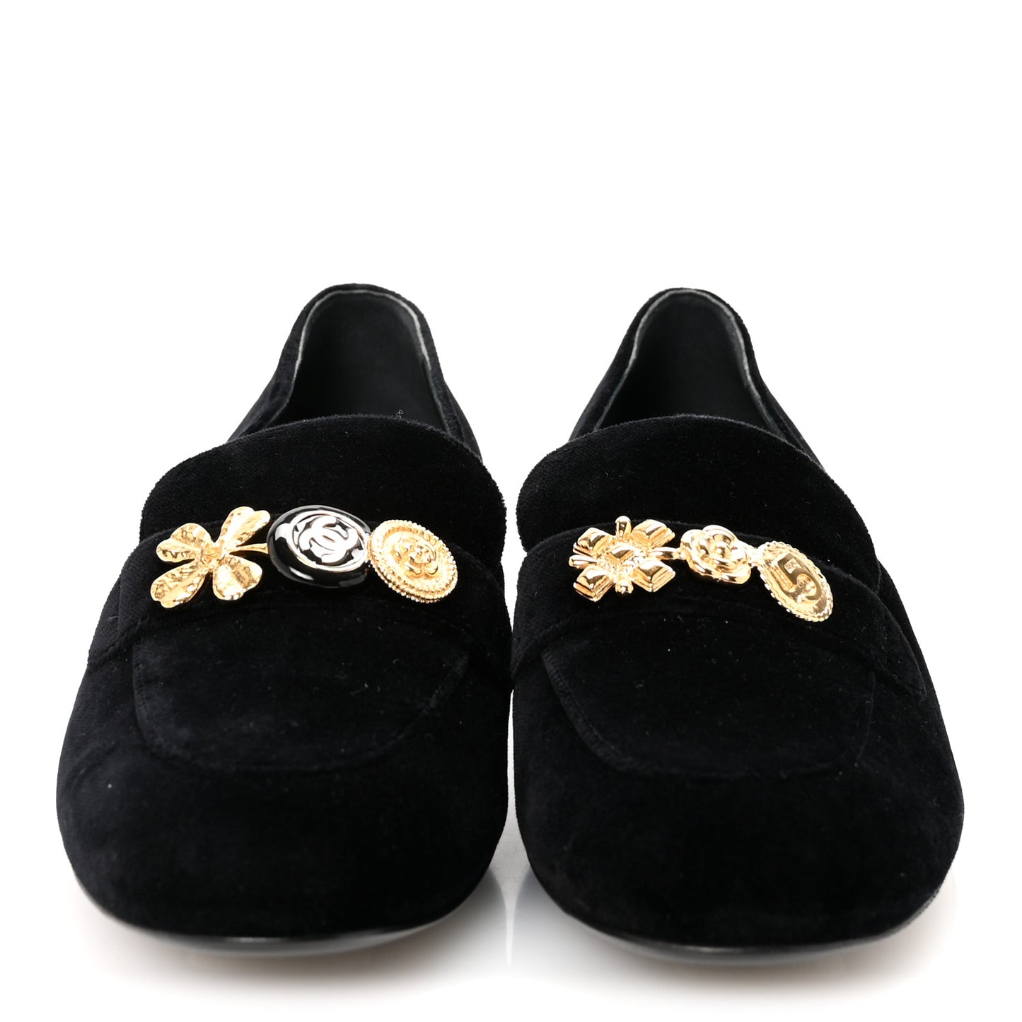 Velvet Moccasin Loafers 40 Black