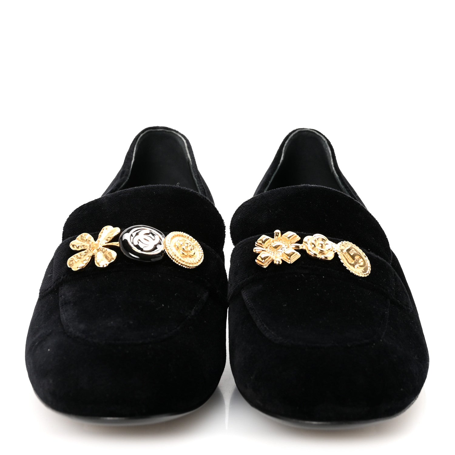 Chanel Velvet Moccasin Loafers 40 Black 3 of 9
