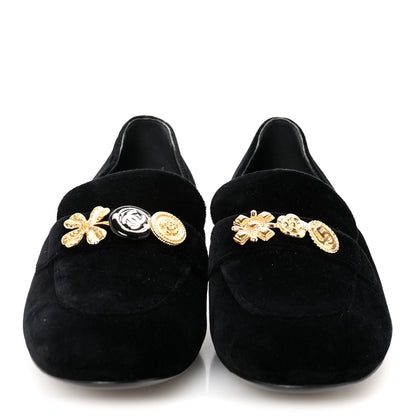 Chanel Velvet Moccasin Loafers 40 Black 3 of 9