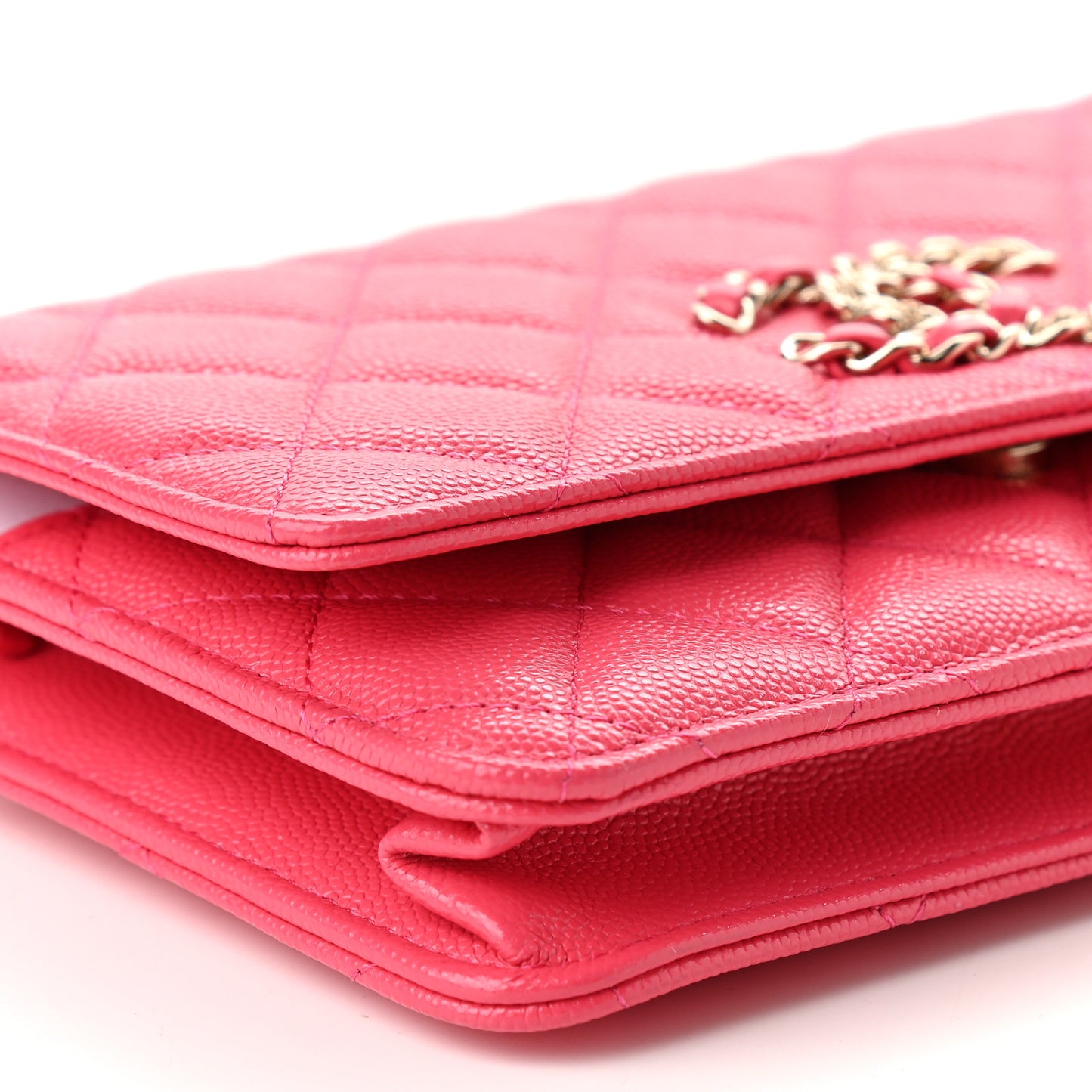 Caviar Quilted French New Wave Chain CC Wallet On Chain WOC Pink