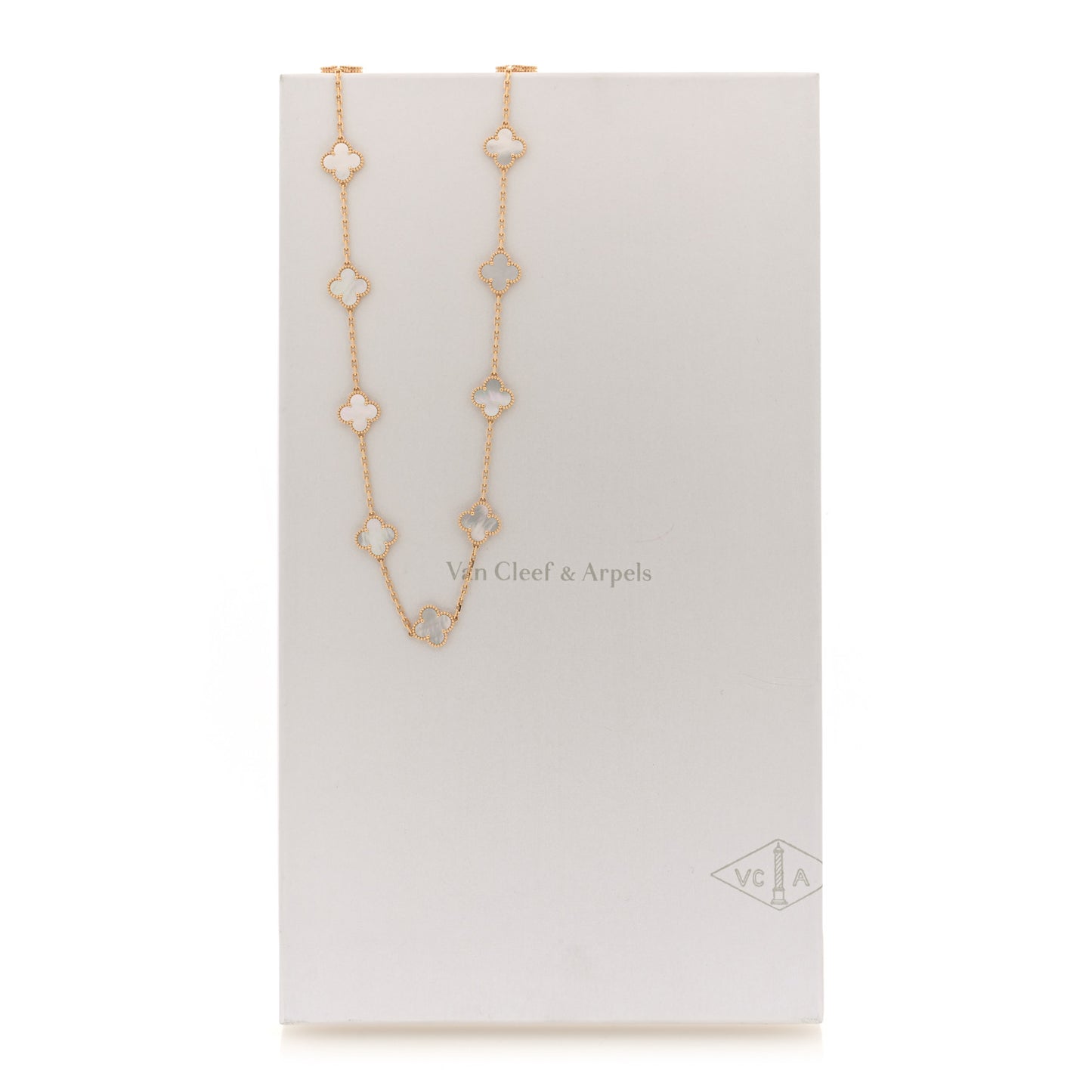 18K Yellow Gold Mother of Pearl 20 Motifs Vintage Alhambra Necklace