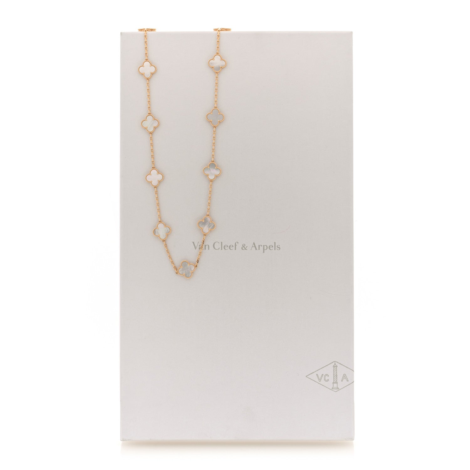 Van Cleef & Arpels 18K Yellow Gold Mother of Pearl 20 Motifs Vintage Alhambra Necklace 5 of 5
