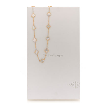 Van Cleef & Arpels 18K Yellow Gold Mother of Pearl 20 Motifs Vintage Alhambra Necklace 5 of 5