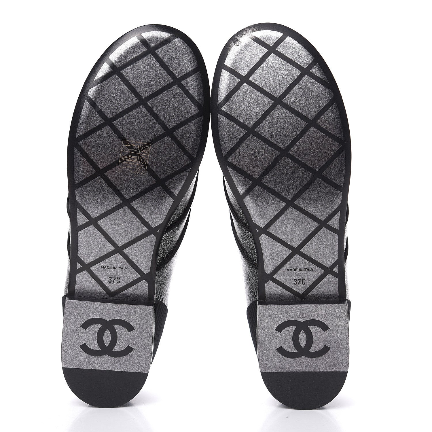 Chanel Glitter Fabric Grosgrain Cap Toe Lace Up Oxfords 37 Black Silver 5 of 9