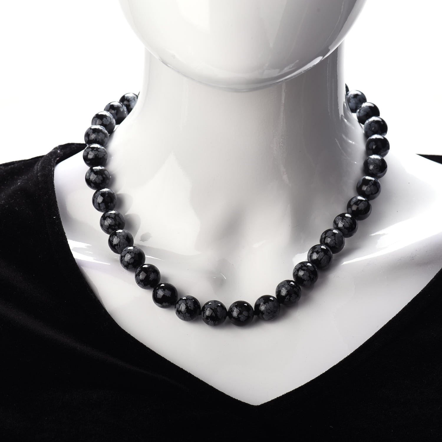 Tiffany Sterling Silver Snowflake Obsidian Paloma Picasso Bead Necklace 2 of 5