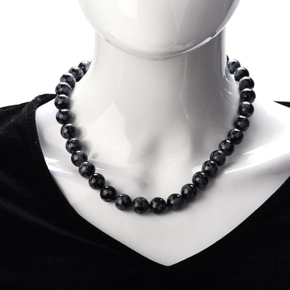 Tiffany Sterling Silver Snowflake Obsidian Paloma Picasso Bead Necklace 2 of 5