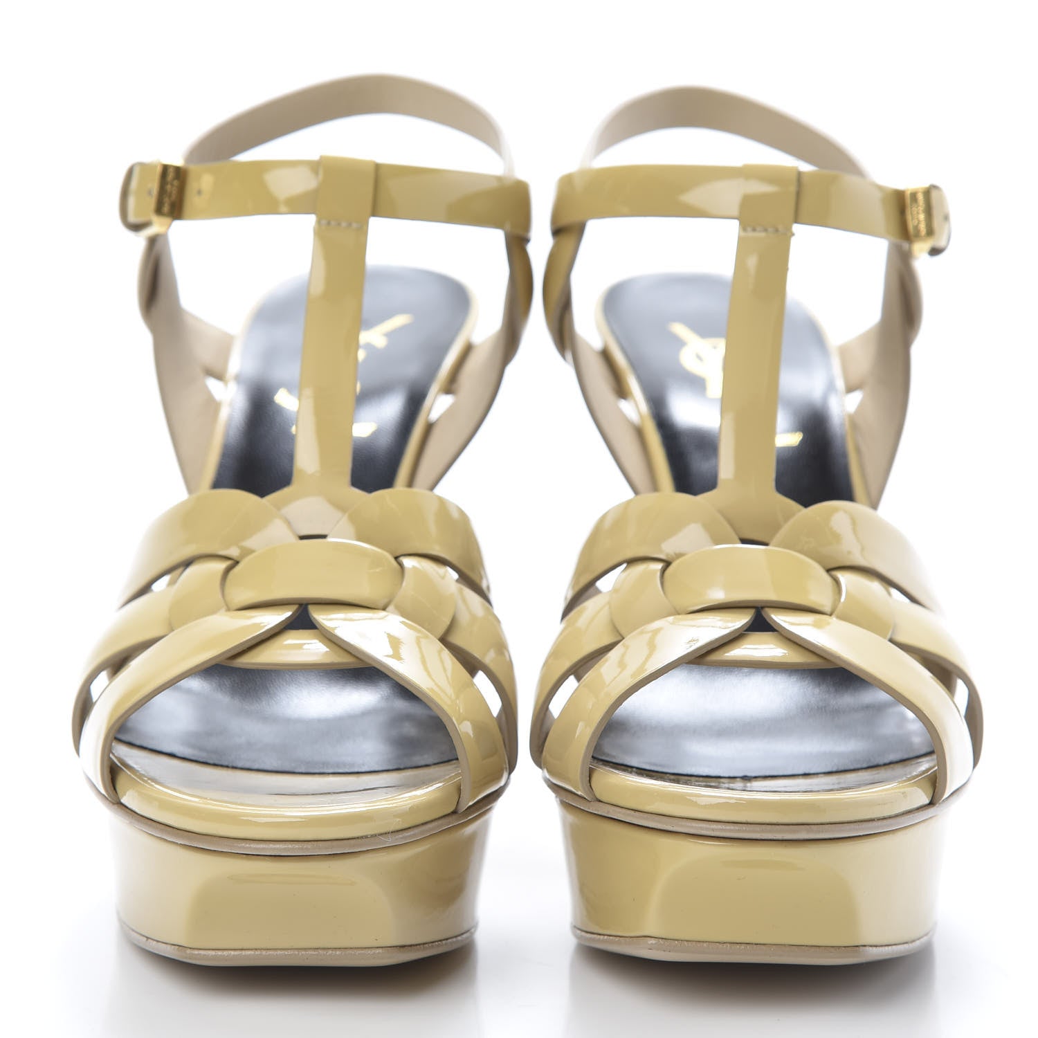 Saint Laurent Patent Tribute 75 Platform Sandals 35 Nude Powder 2 of 9