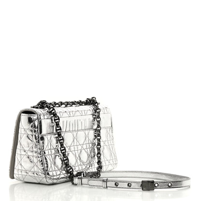 Christian Dior Metallic Calfskin Cannage Medium Caro Bag Argent 3 of 12
