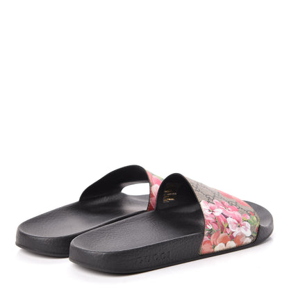 Gucci GG Supreme Monogram Blooms Slide Sandals 40 Beige Multicolor 4 of 11