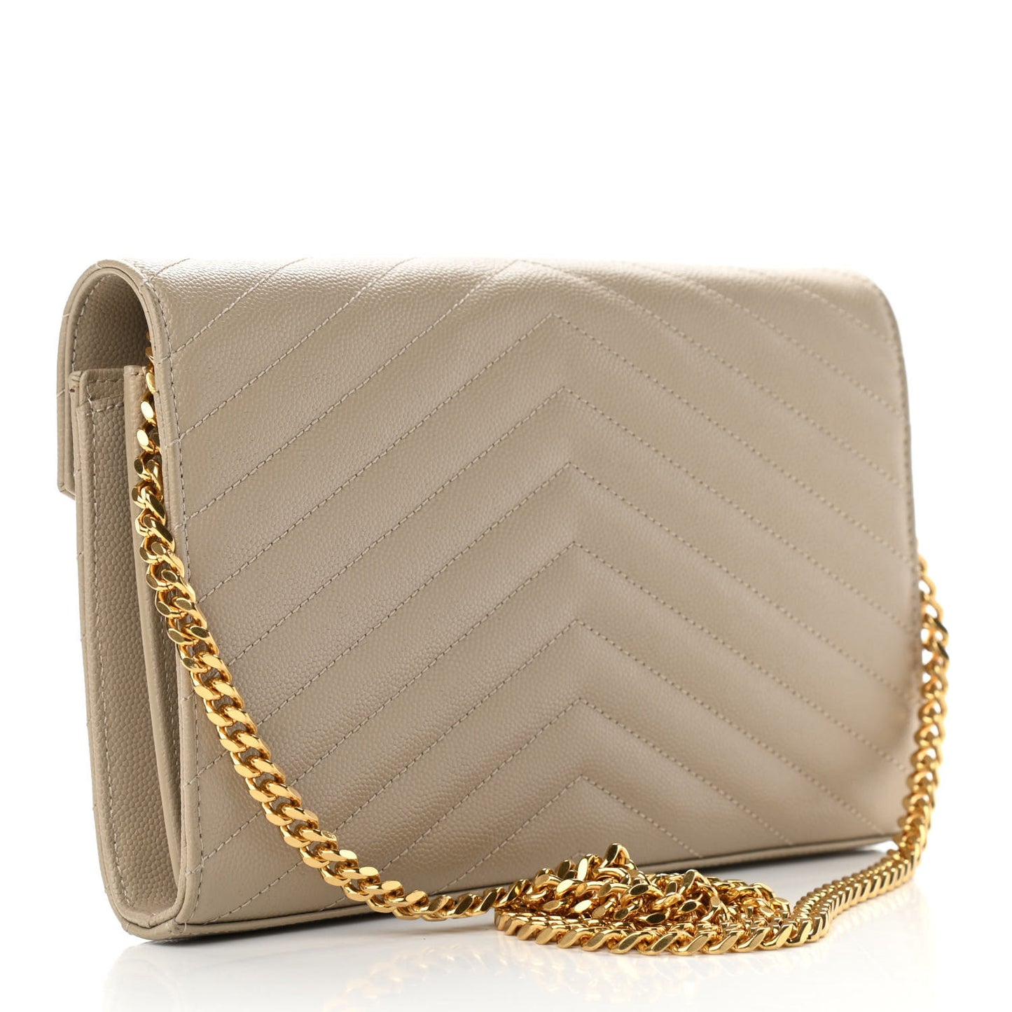 Grain De Poudre Matelasse Chevron Monogram Chain Wallet Sea Salt