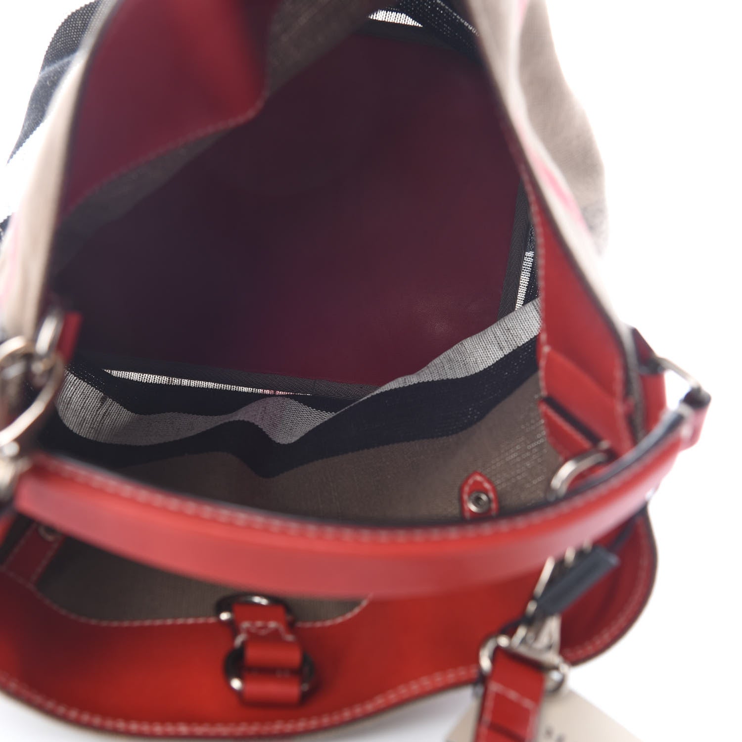 Burberry Canvas Mega Check Medium Ashby Bucket Bag Red 6 of 7