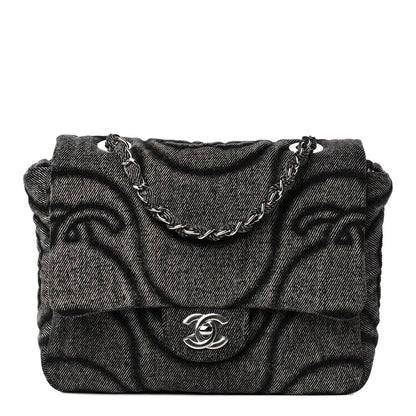 Chanel Denim Embossed CC Logo Print Mini Single Flap Black 1 of 13