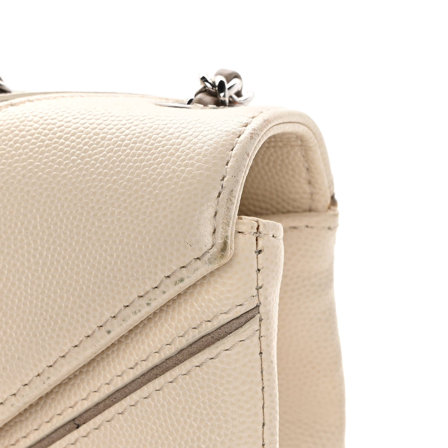 Chanel Caviar Macro Chevron Single Flap White 13 of 17