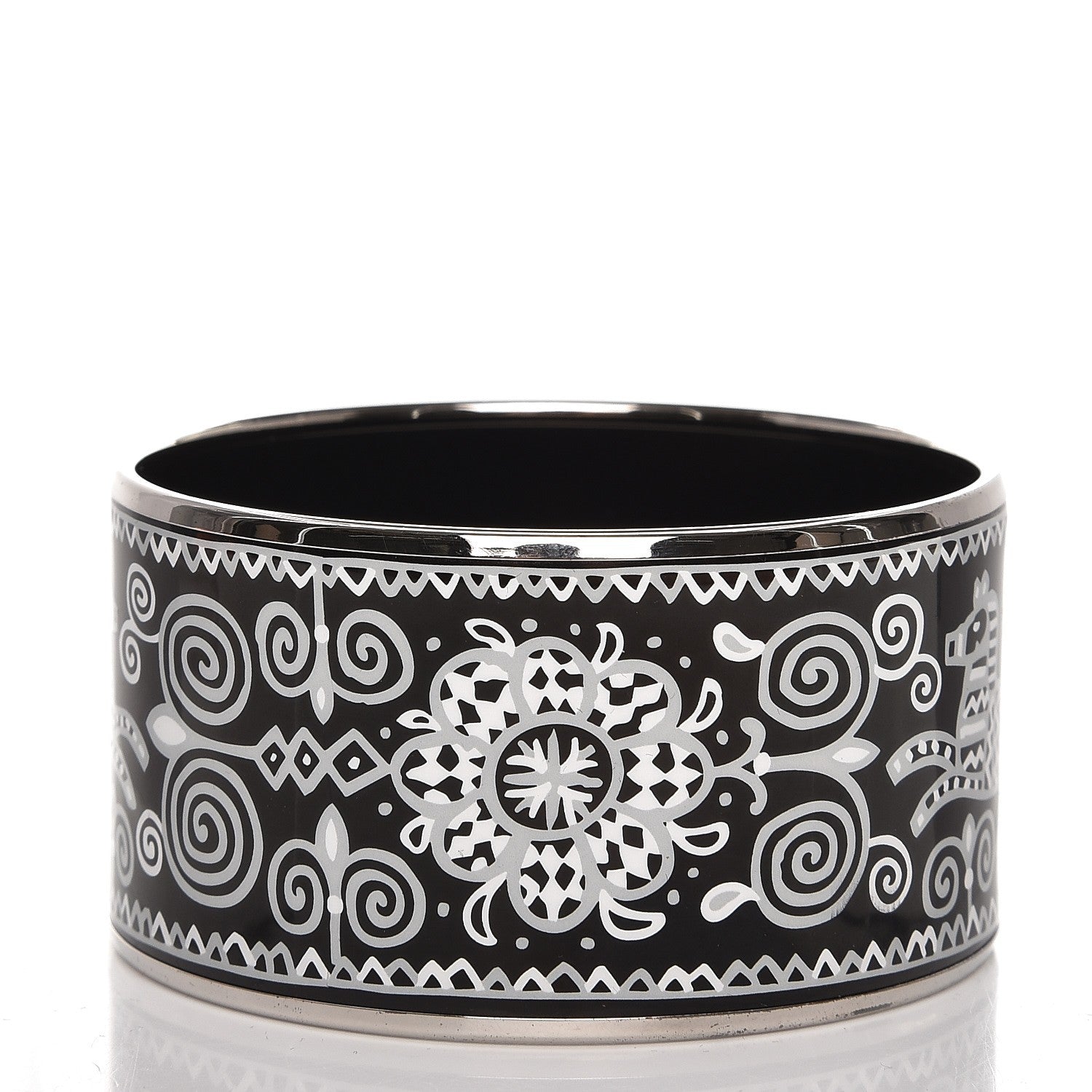 Hermes Enamel Printed Horses Extra Wide Bracelet 62 3 of 6