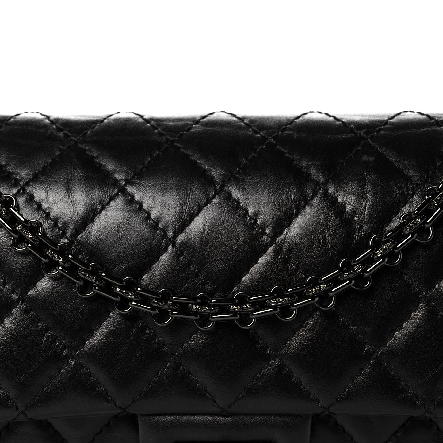 Aged Calfskin Quilted 2.55 Reissue 225 Flap So Black