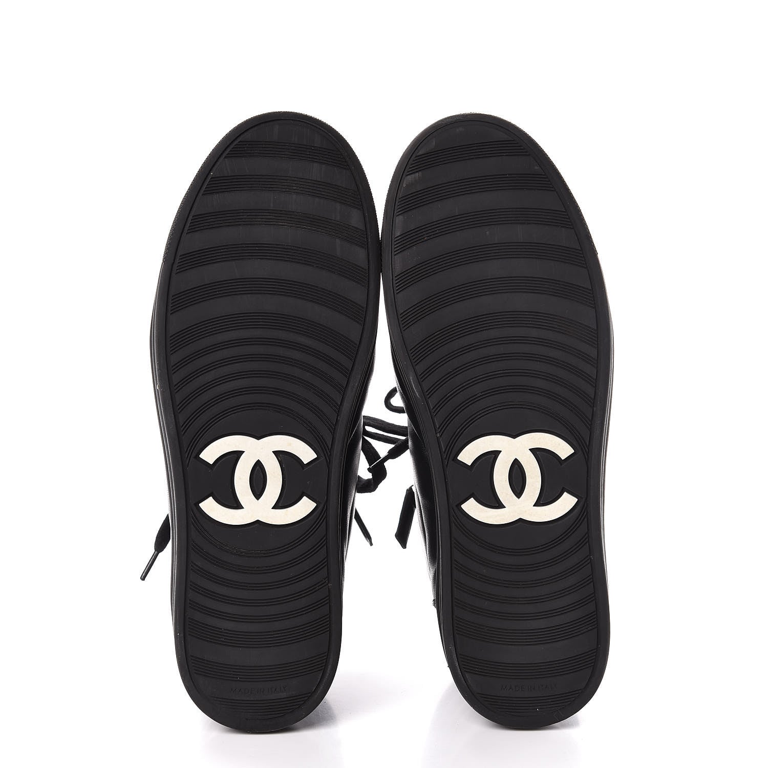 Chanel Calfskin Pearl High Top CC Sneakers 36 Black 7 of 16