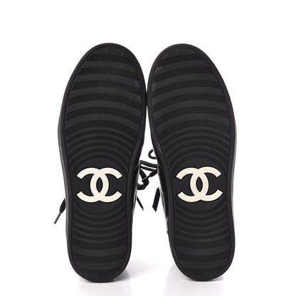 Chanel Calfskin Pearl High Top CC Sneakers 36 Black 7 of 16